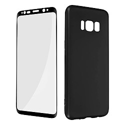 Avizar Coque Samsung Galaxy S8 Souple Noir et Verre Trempé 9H Contour Noir