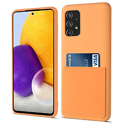 Coque en silicone antichoc avec porte-carte orange pour votre Samsung Galaxy A72 4G/5G