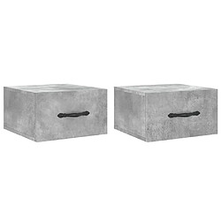 Maison Chic Lot de 2 Tables de Chevet murales - Tables de Nuit gris béton 35x35x20 cm