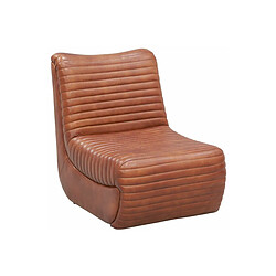 Aubry Gaspard Fauteuil bas en cuir de buffle marron.