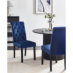 Beliani Lot de 2 chaises VELVA Velours Bleu foncé