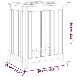 vidaXL Bac à linge 50x35x60 cm bois de teck massif pas cher