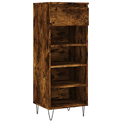 Maison Chic Armoire à Chaussures,Meuble de Rangement à Chaussures Chêne fumé 40x36x105 cm Bois d'ingénierie -MN69099