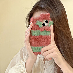 GUPBOO Étui pour iPhone13 Coque de téléphone portable personnalisée en peluche à rayures de couleur contrastante femmes simples