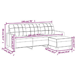 vidaXL Canapé à 3 places repose-pieds Rouge bordeaux 180 cm Similicuir pas cher