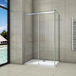 Aica Sanitaire Cabine de douche 130x100x195cm en verre securit anticalcaire 8mm Cabine de douche 130x100x195cm en verre anticalcaire AICA cabine de douche installation d'angle