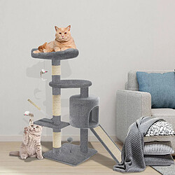 Vounot Arbre à Chat 115cm avec Griffoir Plateforme Niche L Gris