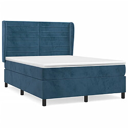 Maison Chic Lit adulte- Lit + matelas,Sommier à lattes de lit et matelas Bleu foncé 140x200cm Velours -GKD25297