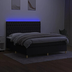 Avis vidaXL Sommier à lattes de lit et matelas et LED Noir 160x200 cm Tissu