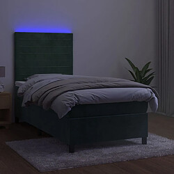 Avis Maison Chic Lit adulte- Lit + matelas + LED,Sommier à lattes de lit matelas LED Vert foncé 90x200cm Velours -GKD73662