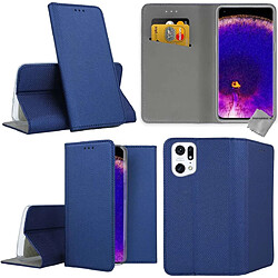 Htdmobiles Housse etui portefeuille avec coque intérieure en silicone pour Oppo Find X5 Pro 5G + film ecran - BLEU MAGNET