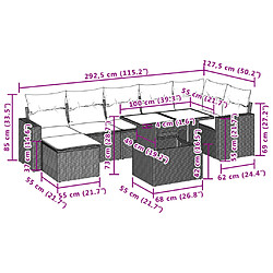 vidaXL Salon de jardin 8 pcs avec coussins noir résine tressée pas cher