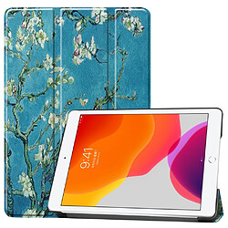 Etui en PU impression de modèle avec support tri-pliure fleur pour votre Apple iPad 10.2 (2019)