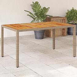 vidaXL Table de jardin beige 150x90x75 cm résine tressée bois d'acacia