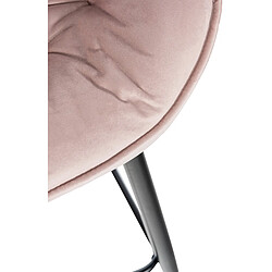 Decoshop26 Tabouret de bar chaise haute x1 assise effet capitonnée en velours rose et métal noir 10_0004889 pas cher