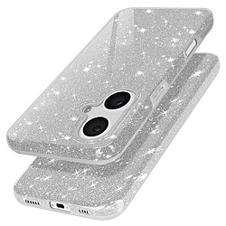 Avizar Coque Paillette pour iPhone 16 Plus Hybride Design Glamour Argent