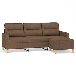 vidaXL Canapé à 3 places avec repose-pieds Marron 180 cm Tissu