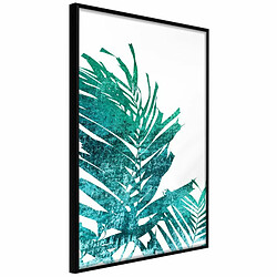 Paris Prix Affiche Murale Encadrée Teal Palm on White Background 20 x 30 cm Noir