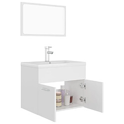 Acheter Maison Chic Ensemble de meubles de salle de bain,Armoire rangement Bain Blanc Aggloméré -MN31054