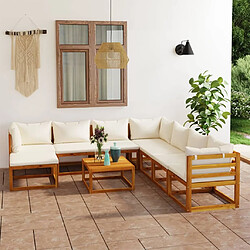 Maison Chic Salon de jardin 9 pcs - Table et chaises d'extérieur - Mobilier/Meubles de jardin Moderne avec coussin Crème Bois d'acacia solide -MN78497