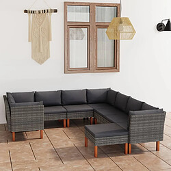 Maison Chic Salon de jardin 9 pcs + coussins - Mobilier/Meubles de jardin - Table et chaises d'extérieur Résine tressée Gris -MN38457