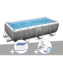 Kit piscine tubulaire rectangulaire Bestway Power Steel 4,04 x 2,01 x 1,00 m + 6 cartouches de filtration + Kit d'entretien Deluxe