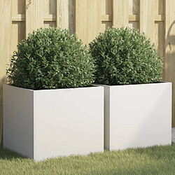 Maison Chic Lot de 2 Jardinières,Bac à fleurs - pot de fleur blanc 42x40x39 cm acier laminé à froid -GKD81638