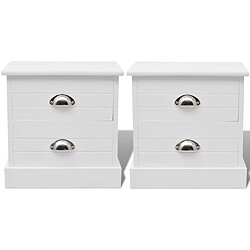 Helloshop26 Table de nuit chevet commode armoire meuble chambre 2 pcs blanc 1402097