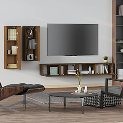 Avis Maison Chic Ensemble de meubles TV 4 pcs | Banc TV Moderne pour salon | Meuble de Rangement - Chêne marron Bois d'ingénierie -MN62057