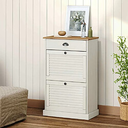 Maison Chic Armoire à Chaussures,Meuble de Rangement à Chaussures VIGO 60x35x96 cm blanc bois massif de pin -MN81752