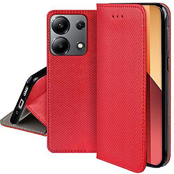 Htdmobiles Housse etui portefeuille avec coque interieure en silicone pour Xiaomi Redmi Note 13 Pro 4G / Poco M6 Pro 4G + film ecran - ROUGE MAGNET pas cher