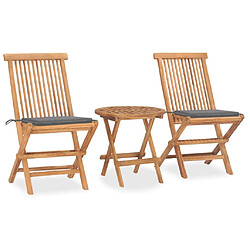 Maison Chic Mobilier à dîner 3 pcs pliable de jardin avec coussins - Ensemble table et chaises d'extérieur - Salon/Mobilier de jardin classique Teck -MN47323