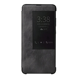 Wewoo Housse Coque Etui en cuir Fierre Shann pour Crazy Horse à texture horizontale PU Huawei Mate 20 Proavec fonction Smart View Window et de réveil veille Gris