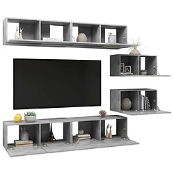 Avis Maison Chic Ensemble de meubles TV 6 pcs | Banc TV Moderne pour salon | Meuble de Rangement - Gris béton Aggloméré -MN90901