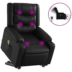 Maison Chic Fauteuil Relax pour salon, Fauteuil inclinable de massage électrique noir similicuir -GKD64451