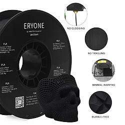 None Filament PLA ERYONE pour imprimante 3D 1,75 mm Tolérance 0,03 mm 1 kg (2,2 lbs)/bobine - Noir de jais