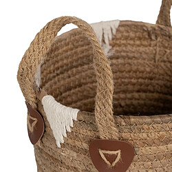 BigBuy Home Panier Multi-usages Blanc Naturel Fibre naturelle 21 x 21 x 15 cm (3 Pièces) pas cher