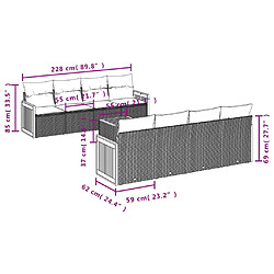 vidaXL Salon de jardin avec coussins 9 pcs beige résine tressée pas cher