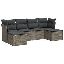 Maison Chic Salon de jardin 6 pcs avec coussins | Ensemble de Table et chaises | Mobilier d'Extérieur gris résine tressée -GKD52657