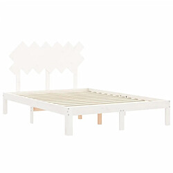 Maison Chic Cadre/structure de lit avec tête de lit pour adulte - Lit Moderne Chambre blanc 120x200 cm bois massif -MN33827 pas cher