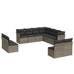 Maison Chic Salon de jardin 11 pcs avec coussins | Ensemble de Table et chaises | Mobilier d'Extérieur gris résine tressée -GKD17402