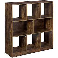 Helloshop26 Bibliothèque étagère meuble de rangement avec compartiments ouverts pour salon chambre bureau cloison séparateur 97,5 x 30 x 100 cm marron rustique 12_0000254