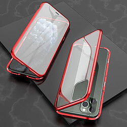 Wewoo Coque Rigide Etui à rabat magnétique en verre trempé double face ultra mince pour adultes avec adsorption iPhone 11 Pro Rouge