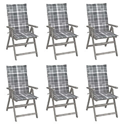 vidaXL Chaises inclinables de jardin lot de 6 et coussins Bois acacia