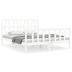 Maison Chic Cadre/structure de lit avec tête de lit pour adulte - Lit Moderne Chambre blanc King Size bois massif -MN82253