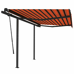 Maison Chic Store banne | Auvent rétractable de porte | Marquise Brise-soleil automatique poteaux 3,5x2,5 m Orange marron -GKD34276