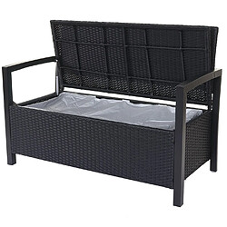 Acheter Mendler Banc de jardin en polyrotin HWC-A12, banquette avec compartiment de rangement ~ anthracite, coussins crème