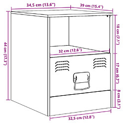 vidaXL Tables de chevet 2 pcs noir 34,5x39x44 cm acier pas cher