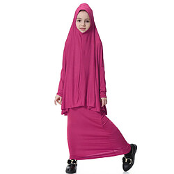 Avis fille musulmane islamique manches longues robe de prière en deux pièces abaya rose rouge m