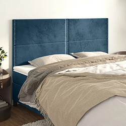 Maison Chic Lot de 4 Têtes de lit design pour chambre - Décoration de lit Bleu foncé 80x5x78/88 cm Velours -MN37770